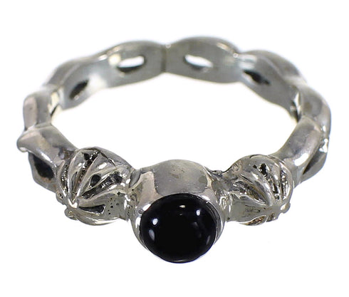 Jet Authentic Sterling Silver Southwest Jewelry Ring Size 7-1/4 RX88337
